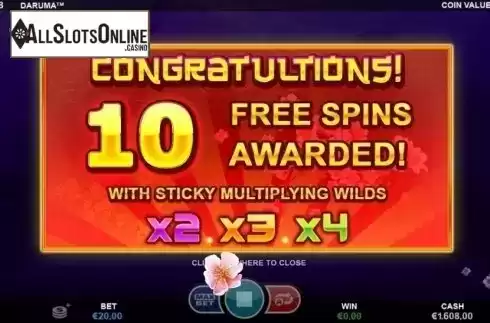 Free Spins Awarded. Daruma from Betsson Group