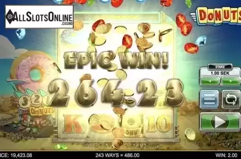 Epic Win screen. Donuts from Big Time Gaming