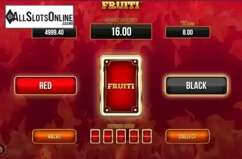 Gamble game screen. Fruiti from SYNOT
