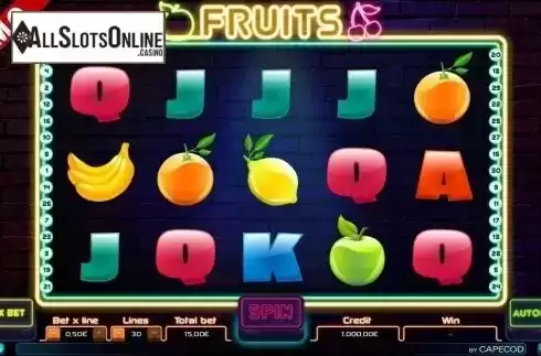 Game Workflow screen. Fruits (Capecod) from Capecod Gaming