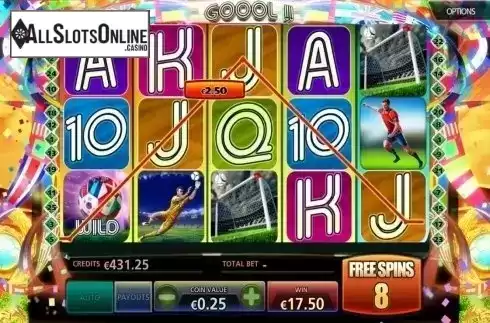 Free spins screen 2. Goool!! from MultiSlot