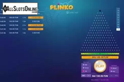 Game Screen 4. Plinko from BGAMING