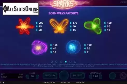 Screen8. Sparks from NetEnt