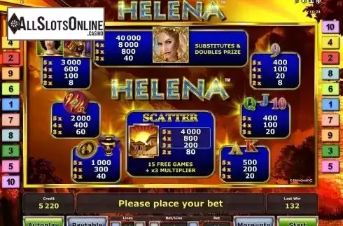 Paytable 1. Helena™ from Greentube