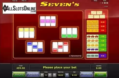 Paytable 2. Seven´s from iGaming2go