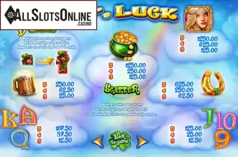 Paytable 1. Mr. Luck from Felix Gaming