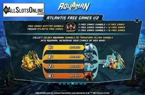 Free Games 1. Aquaman from Playtech