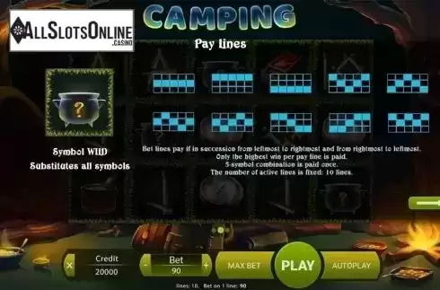 Paytable 2. Camping from X Play