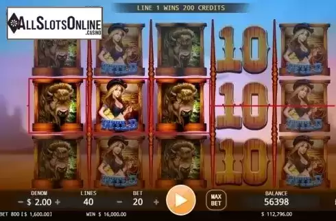 Wild Win screen. Cowboys from KA Gaming