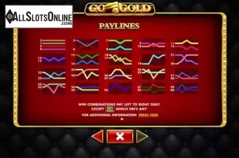 Paytable 2. Go Gold from Skywind Group