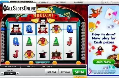 Win Screen . Houdini from Roxor Gaming
