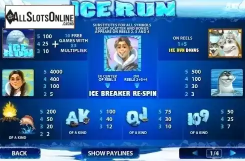 Paytable 1. Ice Run from Playtech