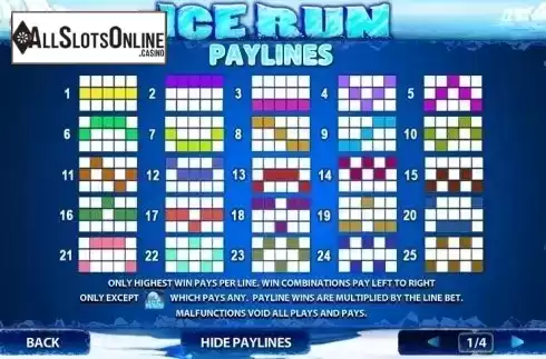 Paytable 5. Ice Run from Playtech