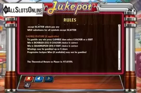 Paytable Rules. Jukepot from NYX Gaming Group