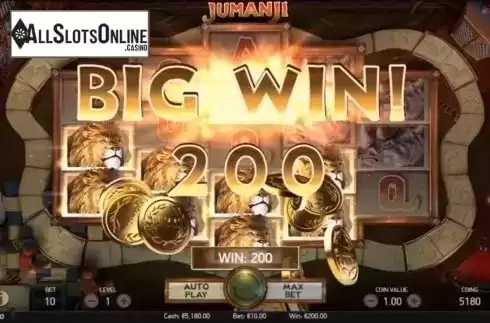 Big Win Screen. Jumanji from NetEnt