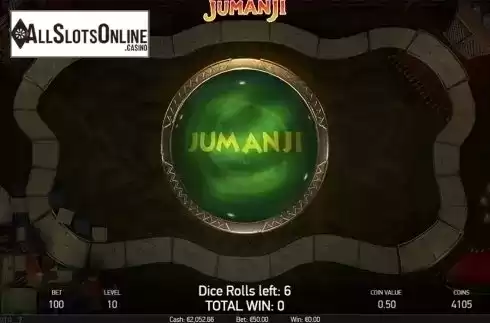 Bonus game screen. Jumanji from NetEnt