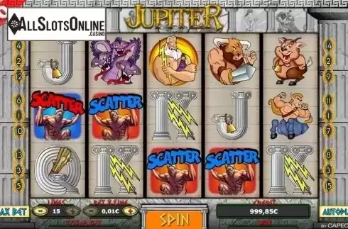 Reel screen. Jupiter from Capecod Gaming