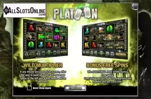 Game features. Platoon from iSoftBet