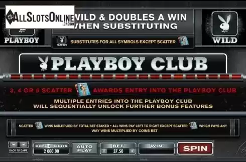 Paytable . Playboy from Microgaming