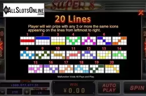 Lines. Super 8 (CQ9 Gaming) from CQ9Gaming