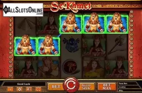 Win Screen. Sekhmet from Probability Gaming