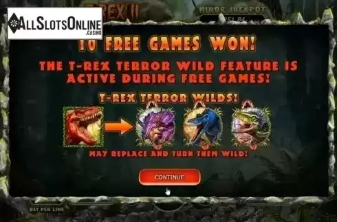Free Spins 2. T-Rex 2 from RTG