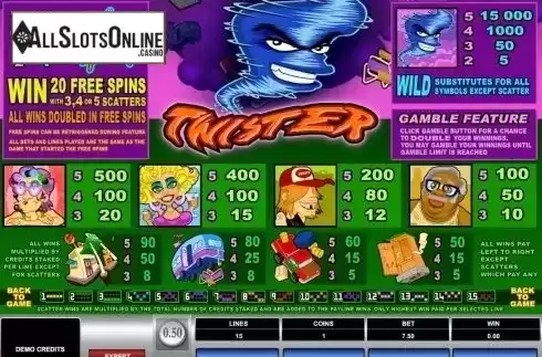 Screen2. Twister from Microgaming