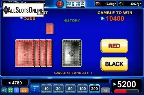 Gamble screen. 81 Wins from EGT