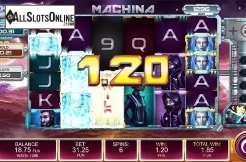 Free spins screen 3. Machina from Kalamba Games