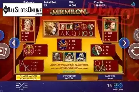 Paytable. Mirmilon from DLV
