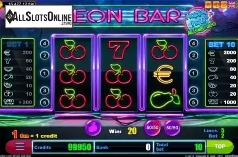Win Screen. Neon Bar from Belatra Games