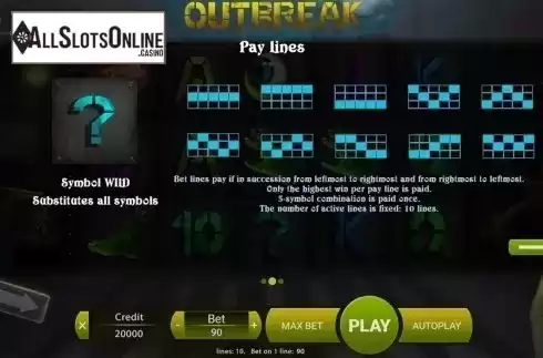 Paytable 2. Outbreak from X Play