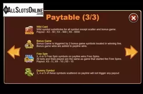Paytable 3. Baby Pet from Triple Profits Games