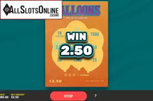 Win screen 1. Balloons from Hacksaw Gaming