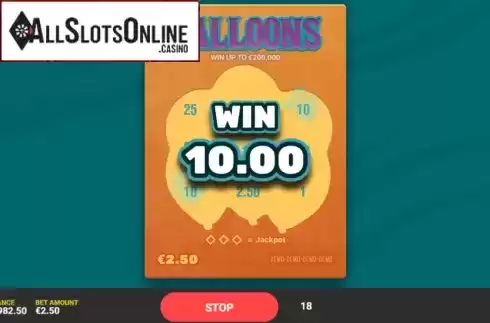 Win screen 3. Balloons from Hacksaw Gaming