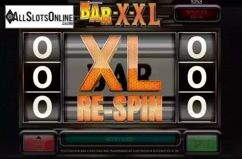 Re-spin screen. Bar X XL from Slingo Originals
