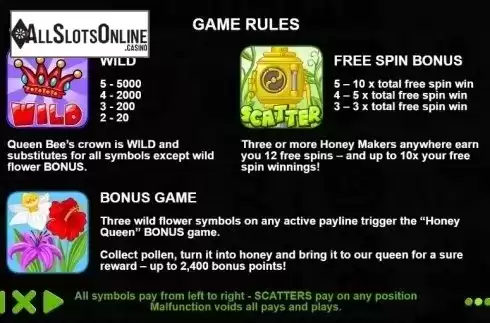 Paytable 2. Bee Land from Pragmatic Play