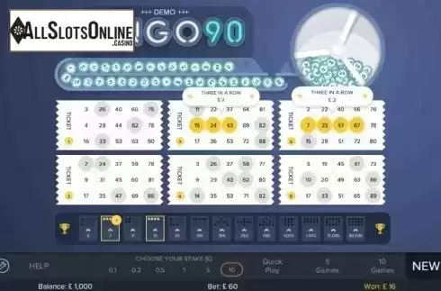 Game Screen. Bingo 90 from Microgaming