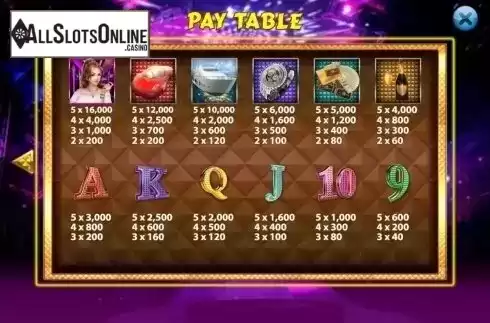 Paytable. Boy Toys from KA Gaming