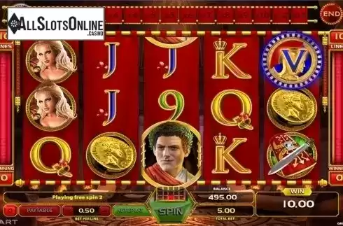 Free spins screen. Caligula from GameArt