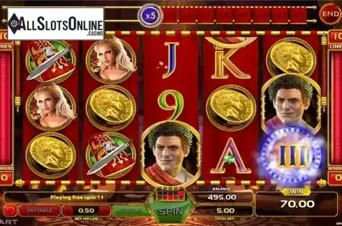Free spins screen 3. Caligula from GameArt