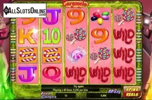 Free Spins screen. Caramelo from R. Franco