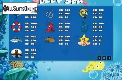 Paytable. Deep Sea (PlayPearls) from PlayPearls