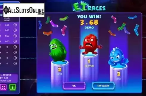 win 3. E.T. Races from Evoplay Entertainment
