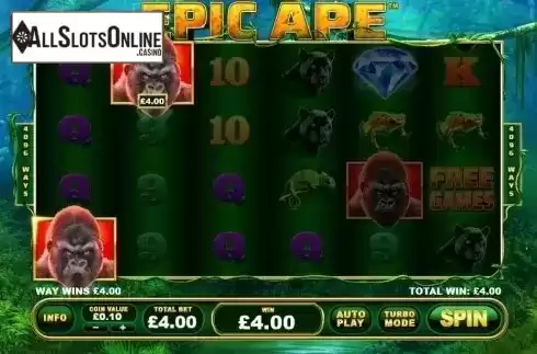 Win screen. Epic Ape from Playtech