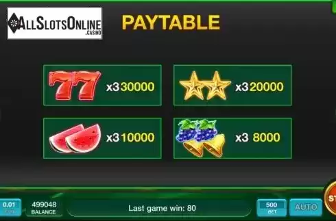Paytable screen. Epic Hot from InBet Games