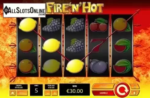 Win screen. Fire'n'Hot from Tom Horn Gaming