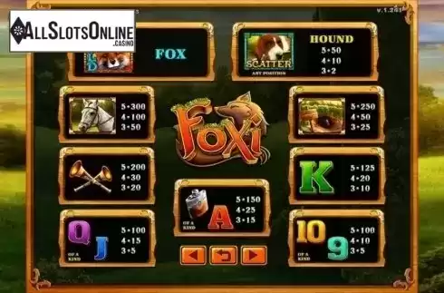 Paytable. Foxi (GMW) from GMW