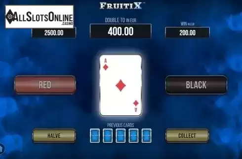 Gamble game win screen. Fruiti X from SYNOT