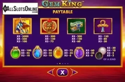 Paytable 3. Gem King from Skywind Group